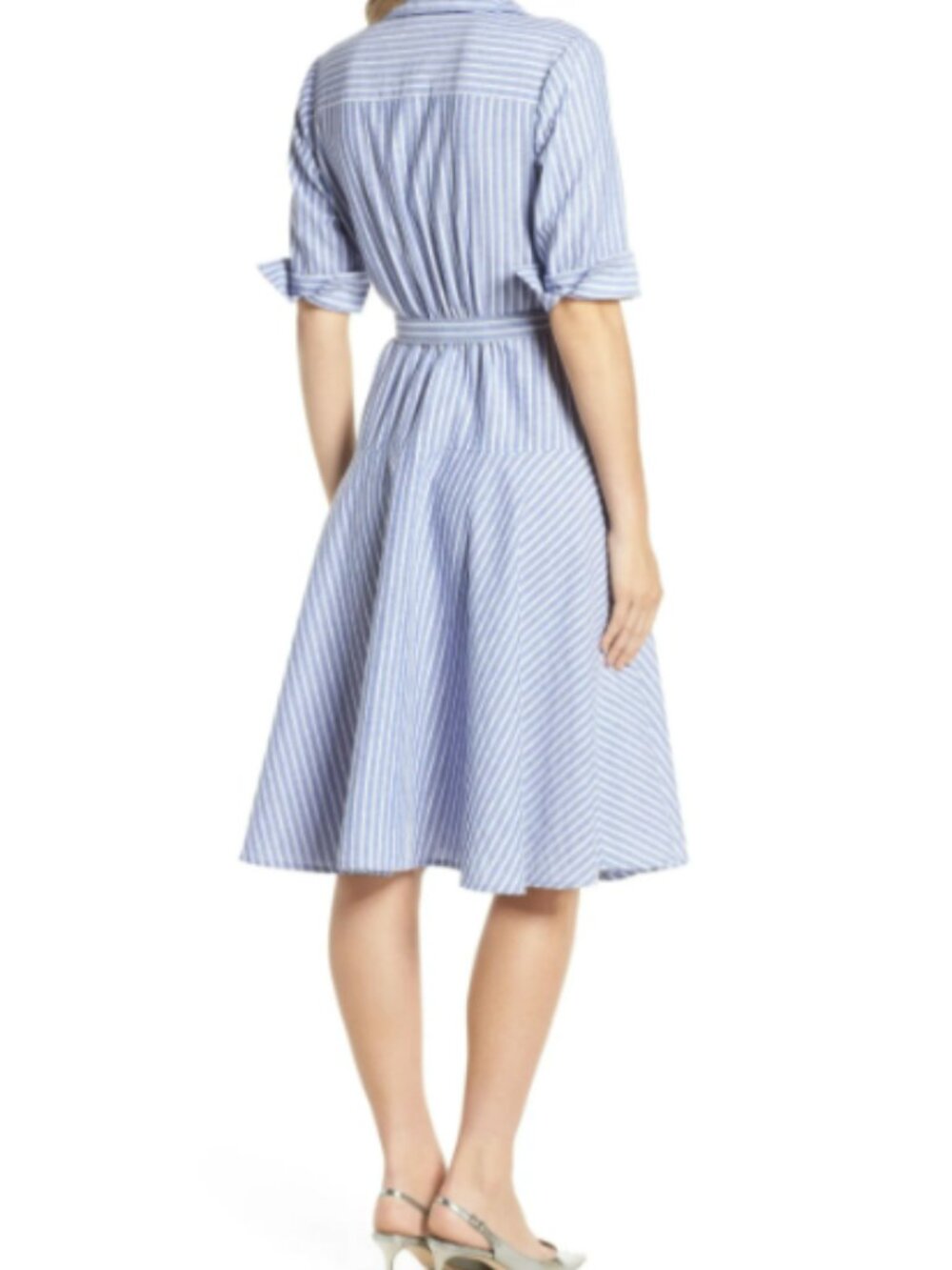 1901 Stripe Belted Shirtdress Sz 4 Petite - Picture 4 of 16